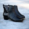 Dámské zimní kotníkové boty kožené De Plus 9596-K-4006 - black F-382 černé zateplené na široké chodidlo