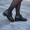 Dámské zimní kotníkové boty kožené De Plus černé 9820-K-LARA zateplené na široké chodidlo