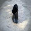 Dámské zimní kotníkové boty kožené De Plus 9596-X-4006 černé zateplené na podpatku široká špička
