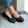 Baleríny černé De Plus kožené 9824-K-2010 - F-241/lak. leather na široké chodidlo