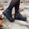 Dámské zimní kotníkové boty kožené Axel AXBW088 černé s kožíškem na široké chodidlo