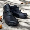 Dámské zimní kotníkové boty kožené Axel AXBW088 černé s kožíškem na široké chodidlo