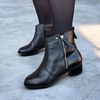 Dámské zimní kotníkové boty kožené De Plus 9596-K-4006 - black F-382 černé zateplené na široké chodidlo