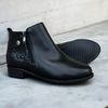 Dámské zimní kotníkové boty kožené De Plus 9642-K-M - black/F-241 černé zateplené na široké chodidlo