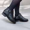 Dámské zimní kotníkové boty kožené De Plus 9642-K-M - black/F-241 černé zateplené na široké chodidlo