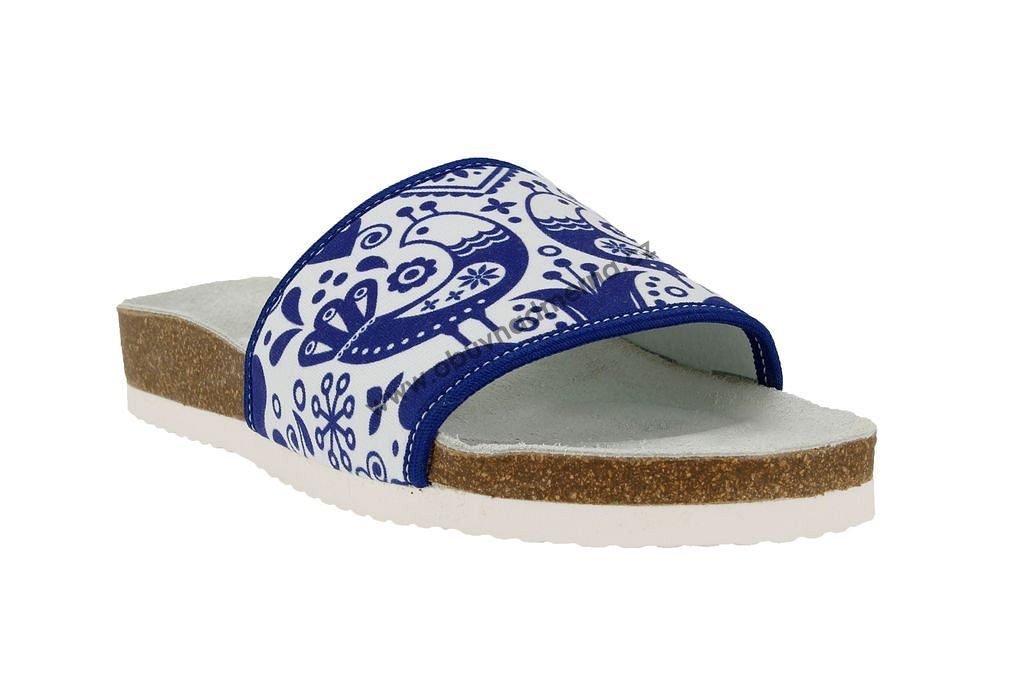 Pantofle Barea bílo-modré 106052 - Domácí, Dámské - nadměrná obuv, Josef  Seibel, Mustang, Rieker, Remonte, Romika