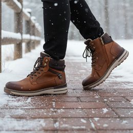 Nadměrné pánské zimní kotníkové boty modré Mustang 15M0111002