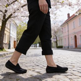 Baleríny s páskem přes nárt černé Arcopedico elastické Eifel široká špička