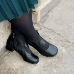 Dámské zimní kotníkové boty kožené De Plus F.116-X-2513 černé zateplené na podpatku široká špička (Extra široké)