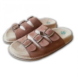 Pánské zdravotní pantofle kožené hnědé