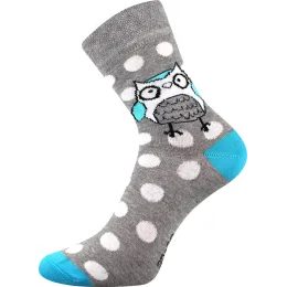 Ponožky Boma mix šedé + sova + puntíky Xantipa 60 115993