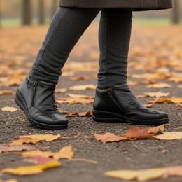 Polobotky dámské černé Axel kožené 1525 na široké chodidlo