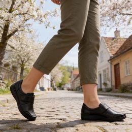 Zdravotní polobotky dámské černé Axel kožené AX1986 K-M na široké chodidlo