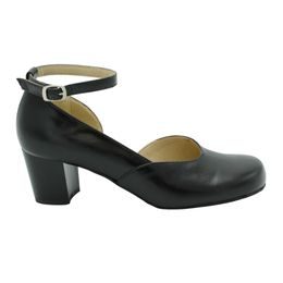 Černé bosolodičky De Plus F.176-X1H-5510 kožené široká špička