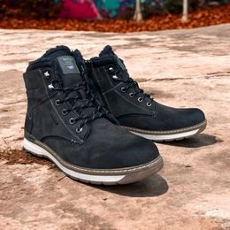 Pánské zimní kotníkové boty Mustang 4141-604-20 tmavě šedé s kožíškem