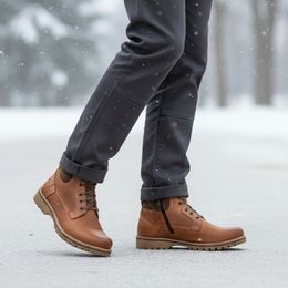 Pánské zimní kotníkové boty pískové De Plus KO885