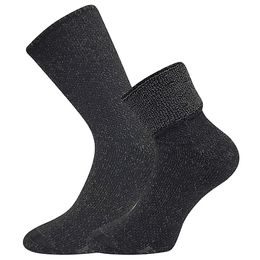 Velmi teplé domácí ponožky volný lem černé