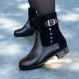 Dámské zimní kotníkové boty kožené De Plus 9642-K-M - black/F-241 černé zateplené na široké chodidlo