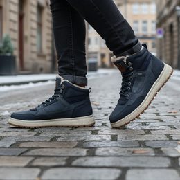 Nadměrné pánské zimní kotníkové boty modré Mustang 15M0111002