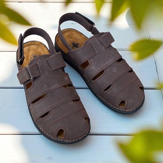 Sandály pánské hnědé Mediline M30 kožené