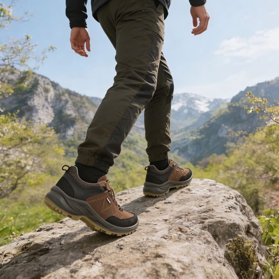 Pánské nízké trekové boty Jomos hnědé 462998 na široké chodidlo