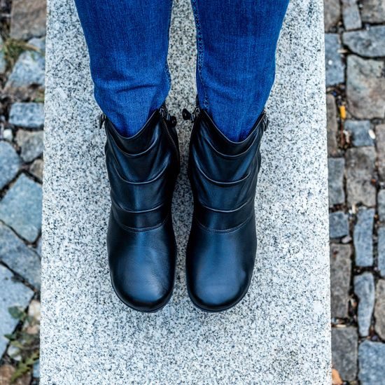 Dámské zimní kotníkové boty kožené Josef Seibel Naly 24 černé zateplené široká špička