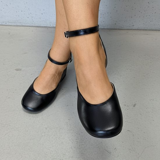 Černé bosolodičky De Plus F.176-X1H-5510 kožené široká špička