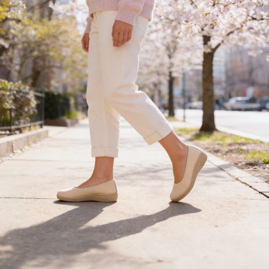 Baleríny béžové Mediline Silvia elastické na široké chodidlo
