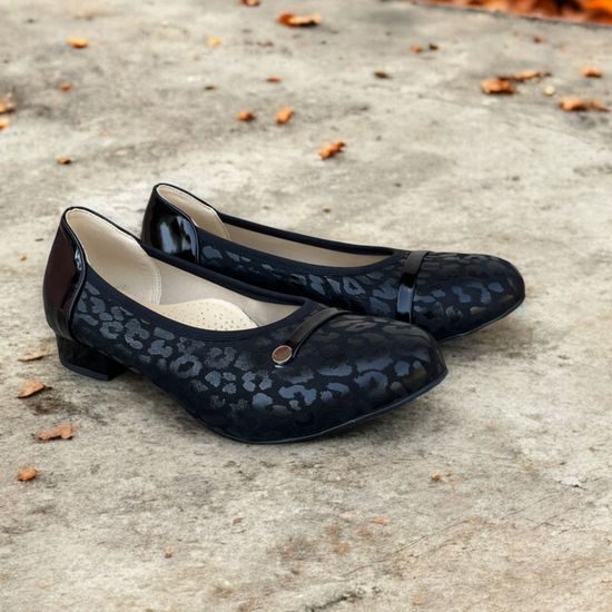 Baleríny černé De Plus kožené 9824-K-2010 - F-241/lak. leather na široké chodidlo