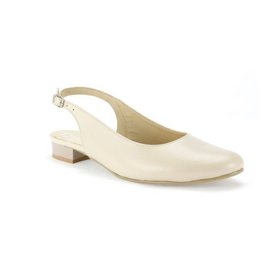 Nadměrné sandály dámské na podpatku De Plus 9524/2010 krémové kožené