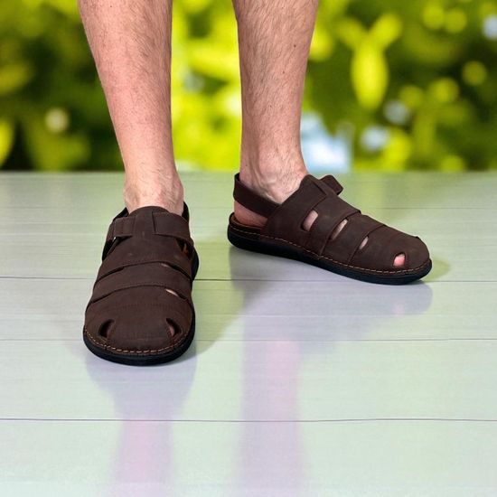 Sandály pánské hnědé Mediline M30 kožené