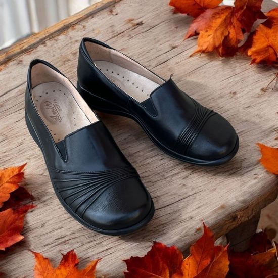 Polobotky dámské černé Axel kožené 3032 na široké chodidlo