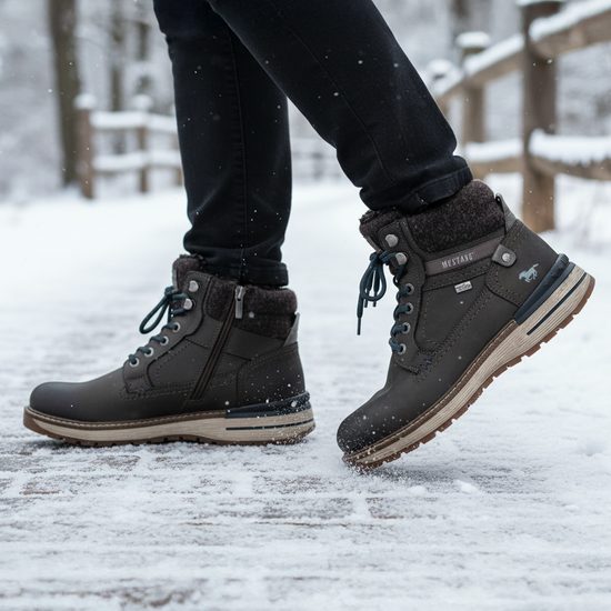 Nadměrné pánské zimní kotníkové boty černé Mustang 15M0011001