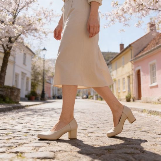 Béžové bosolodičky Hana - široká špička (Široké)