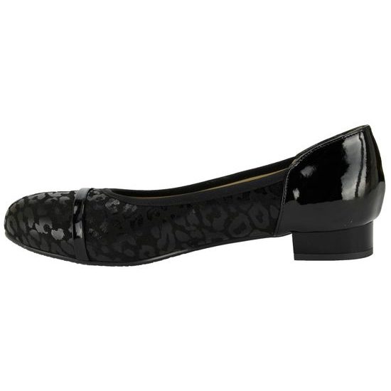 Baleríny černé De Plus kožené 9824-K-2010 - F-241/lak. leather na široké chodidlo
