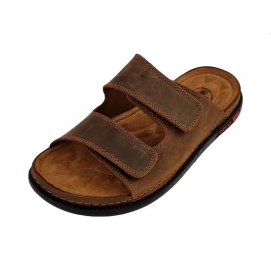 Pantofle pánské Mediline M02 hnědé kožené na vysoký nárt