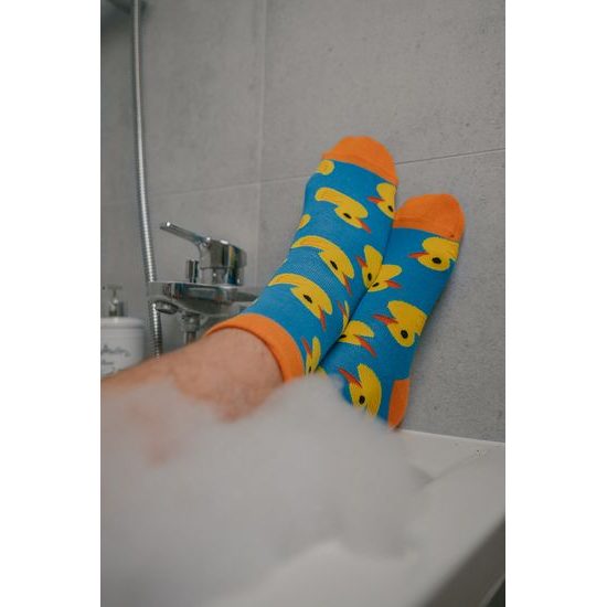 Veselé bavlněné ponožky kačenky modré