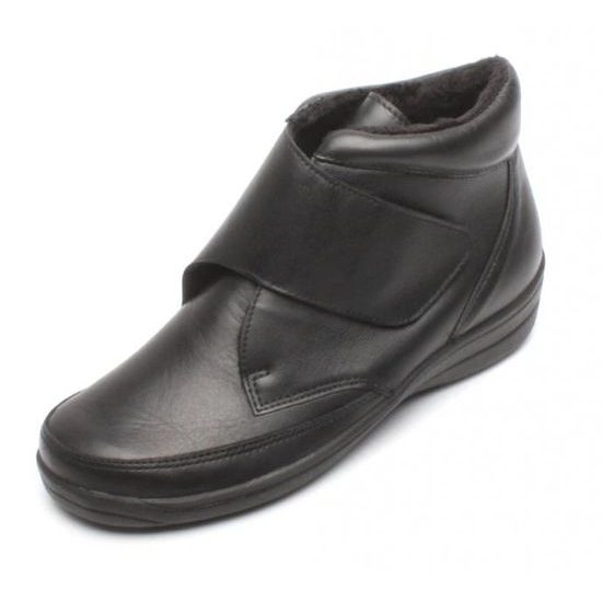 Dámské zimní kotníkové boty kožené Mediline Teresa 05 černé s kožíškem na hallux