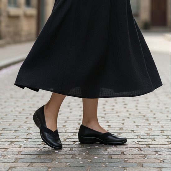 Baleríny černé Arcopedico elastické Acadia na hallux