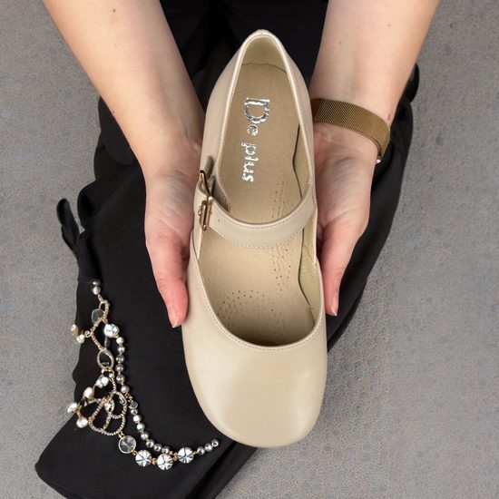 Béžové baleríny Stela - široká špička (Standard)