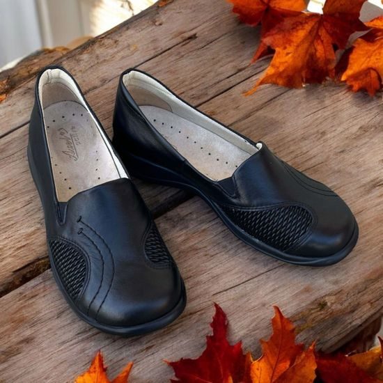 Polobotky dámské černé Axel kožené 1399 na široké chodidlo