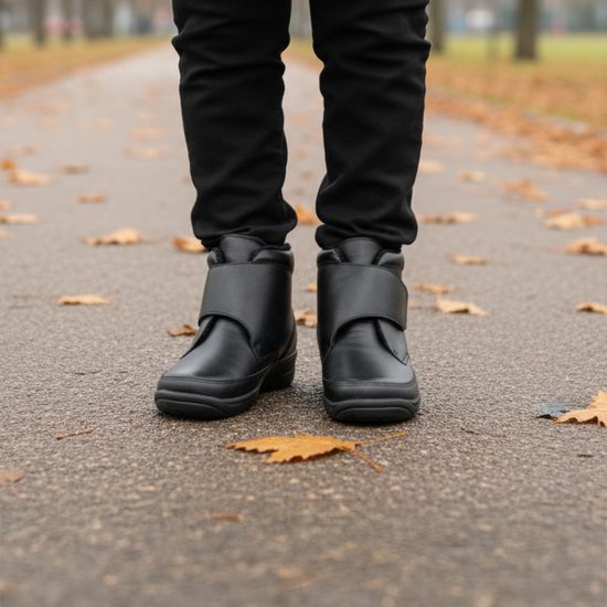 Dámské zimní kotníkové boty kožené Mediline Teresa 05 černé s kožíškem na hallux