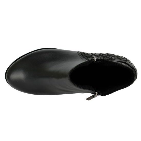 Dámské zimní kotníkové boty kožené De Plus 9642-K-M - black/F-241 černé zateplené na široké chodidlo