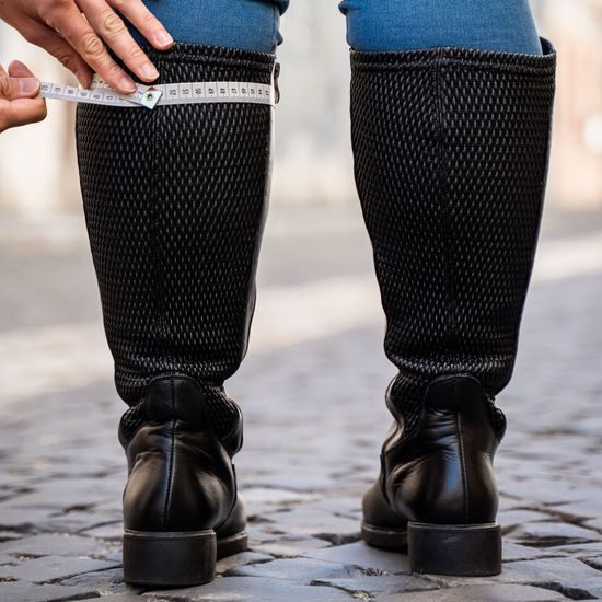 Kozačky na široké lýtko De Plus kožené 9610-K-LARA černé