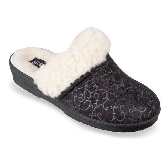 Dámské domácí pantofle s kožíškem černá Mjartan 831 na široké chodidlo