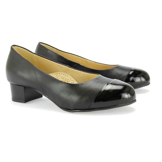 Černé lodičky De Plus 9420-K-3060 - cz/cz lak kožené na široké chodidlo