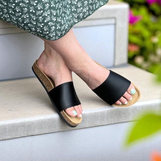 Dámské zdravotní pantofle Barea kožené černé 888052 široká špička