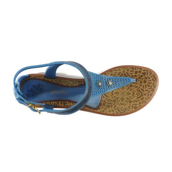 Modré sandály Grendha s ozdobnými kamínky