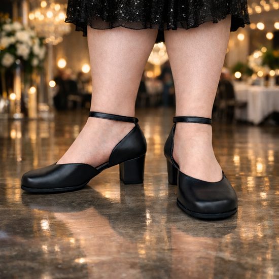 Černé bosolodičky Elen - široká špička (Extra široké)