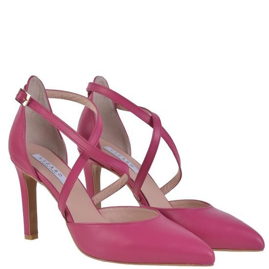 Nadměrné dámské společenské sandály na vysokém podpatku Lizard 9232 růžové leather 5815-0934-02-582